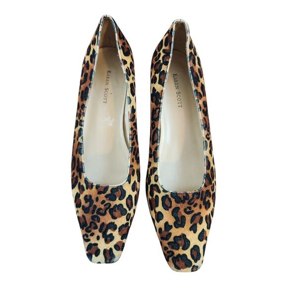 Karen Scott Jilly womens sz 7m leopard animal print pump heel square toe - Picture 1 of 12